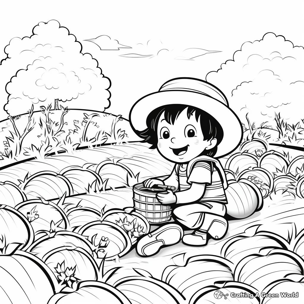 Kid-Friendly Cartoon Apple Picking Coloring Pages 1