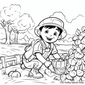 Kid-Friendly Cartoon Apple Picking Coloring Pages 3