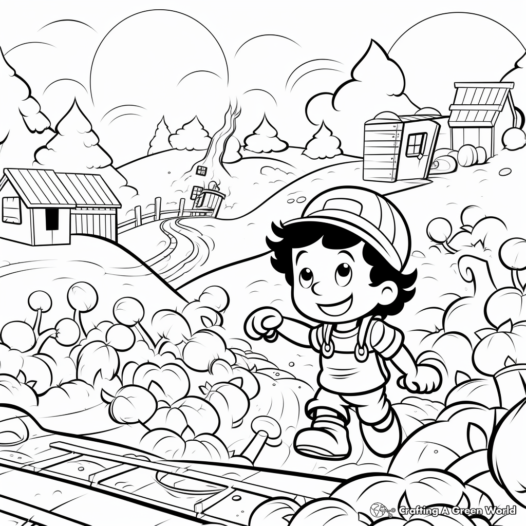 Kid-Friendly Cartoon Apple Picking Coloring Pages 4