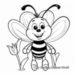Kid-Friendly Cartoon Bee and Tulip Coloring Pages 4