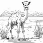 Kid-Friendly Cartoon Camel in the Desert Coloring Pages 1