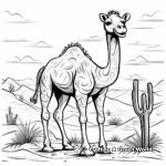 Kid-Friendly Cartoon Camel in the Desert Coloring Pages 4