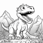 Kid-Friendly Cartoon Dinosaur and Volcano Coloring Pages 3