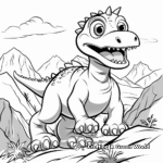 Kid-Friendly Cartoon Dinosaur and Volcano Coloring Pages 4