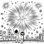Kid-Friendly Cartoon Fireworks Coloring Pages 2