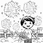 Kid-Friendly Cartoon Fireworks Coloring Pages 4