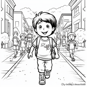 Kid-Friendly Cartoon First Day of School Coloring Pages 1