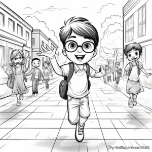 Kid-Friendly Cartoon First Day of School Coloring Pages 2