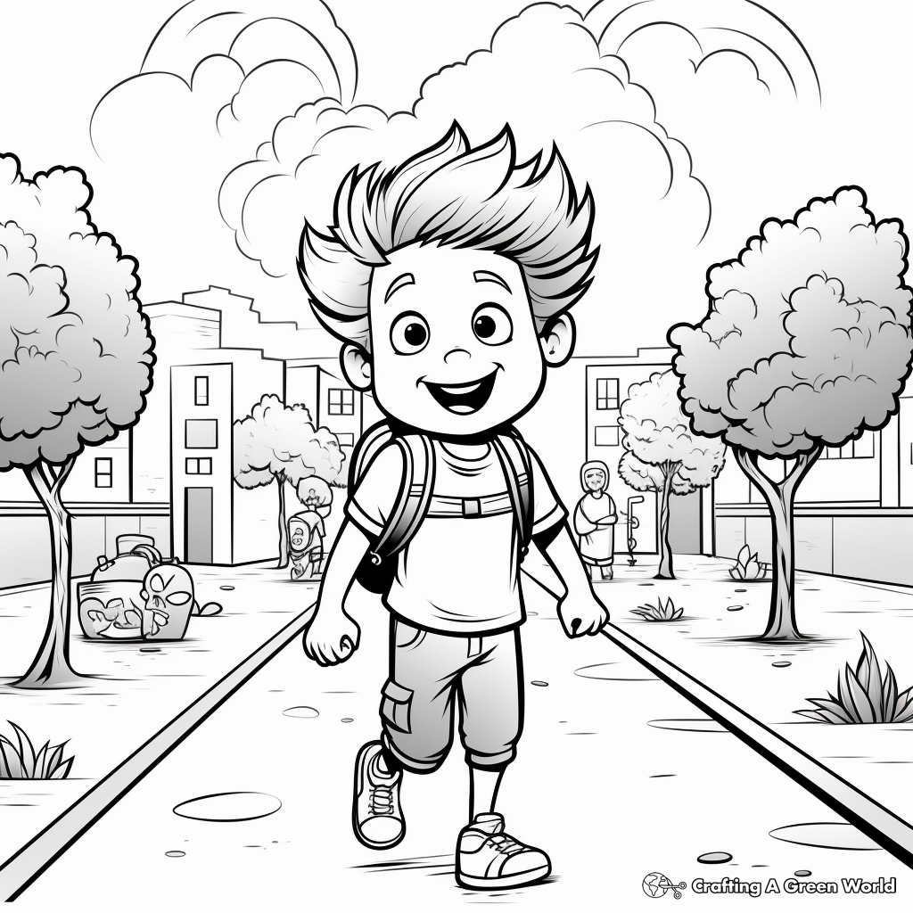 Kid-Friendly Cartoon First Day of School Coloring Pages 3