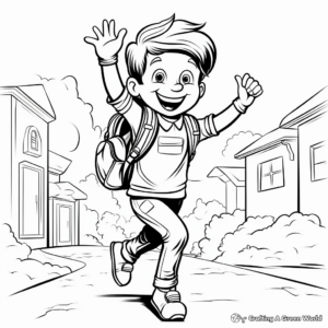 Kid-Friendly Cartoon First Day of School Coloring Pages 4