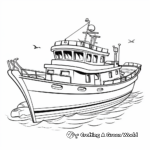 Kid-Friendly Cartoon Fishing Boat Coloring Pages 1