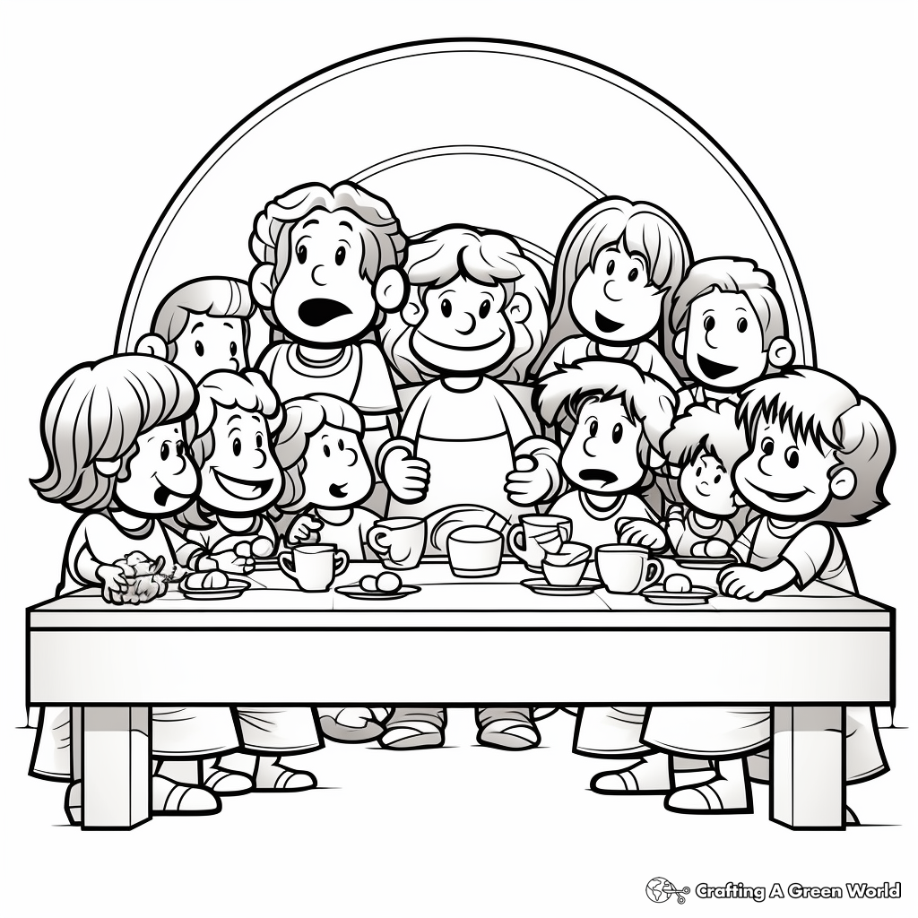 Kid-Friendly Cartoon Last Supper Coloring Pages 3