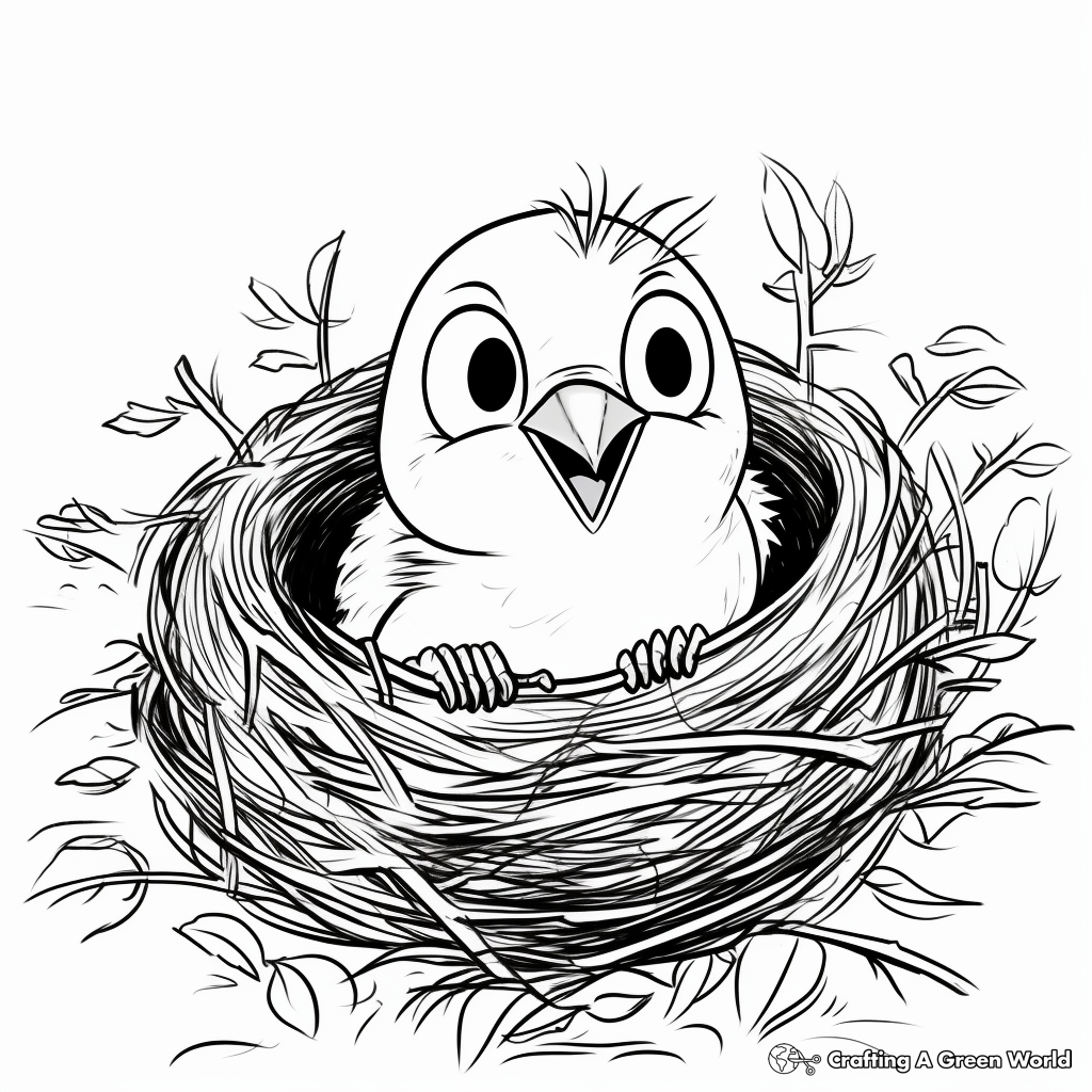 Kid-Friendly Cartoon Nest Coloring Pages 2