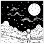 Kid-Friendly Cartoon Night Sky Coloring Pages 4