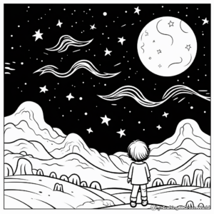 Kid-Friendly Cartoon Night Sky Coloring Pages 4