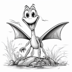Kid-Friendly Cartoon Pteranodon Coloring Pages 1