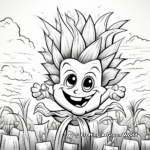 Kid-Friendly Cartoon Rainbow Corn Coloring Pages 4