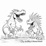 Kid-friendly Cartoon Spinosaurus and T-Rex Coloring Pages 2