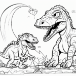 Kid-friendly Cartoon Spinosaurus and T-Rex Coloring Pages 3