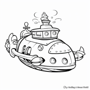 Kid-Friendly Cartoon Submarine Coloring Pages 2