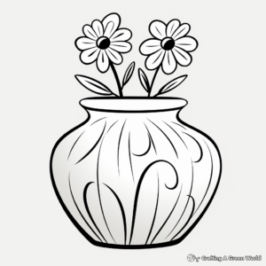 Kid-friendly Cartoon Vase Coloring Pages 1