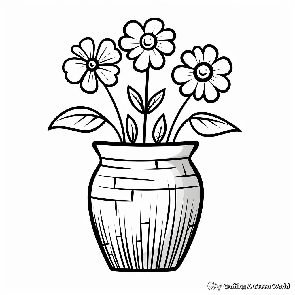 Kid-friendly Cartoon Vase Coloring Pages 2