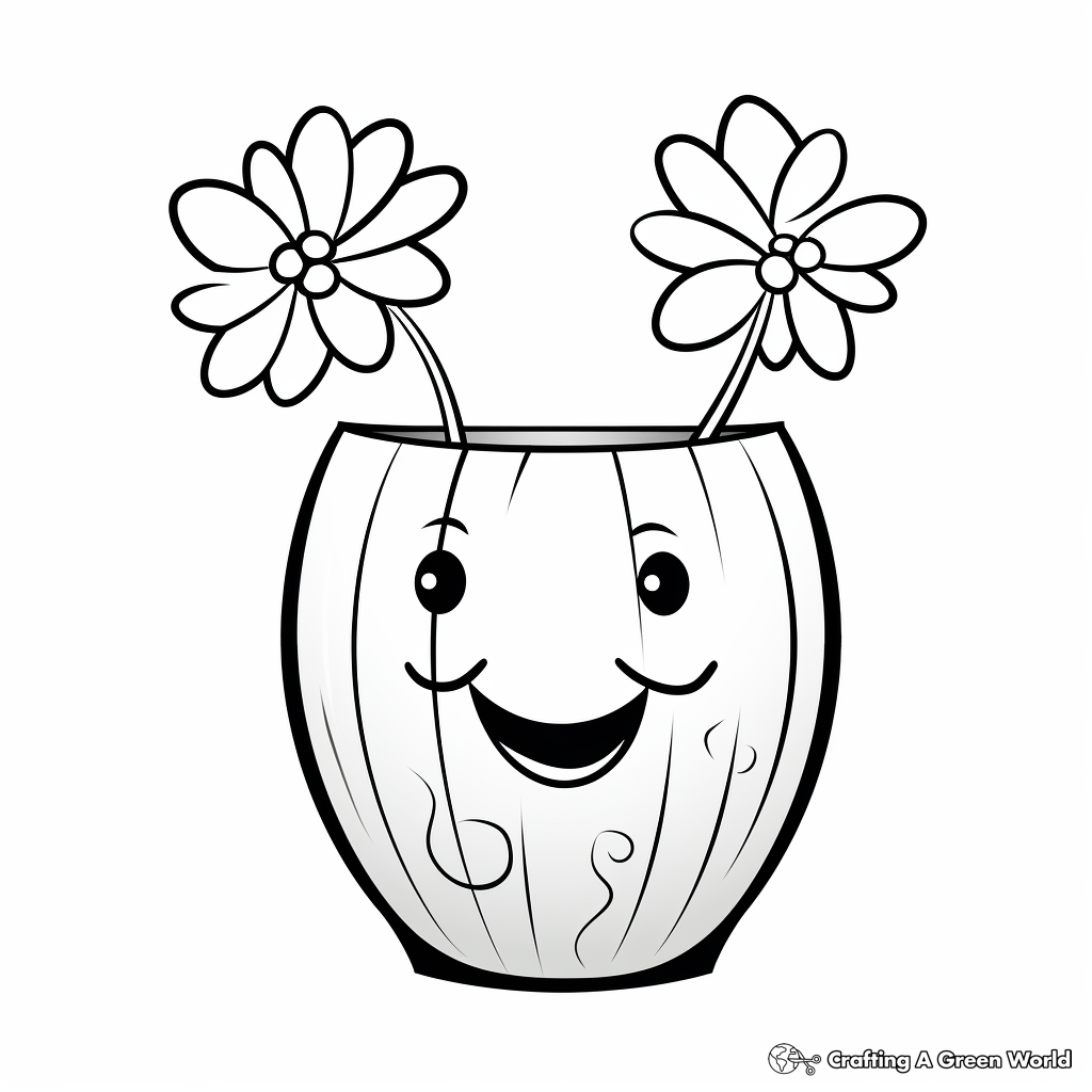 Kid-friendly Cartoon Vase Coloring Pages 3