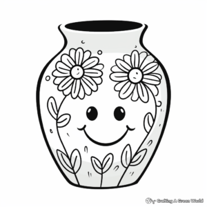 Kid-friendly Cartoon Vase Coloring Pages 4