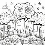 Dibujos para colorear del bosque primaveral para niños 1
