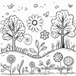 Dibujos para colorear del bosque primaveral para niños 3