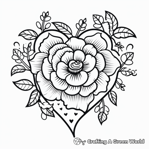 Rose Heart Coloring Pages - Free &amp; Printable!