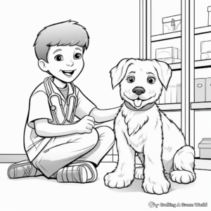 Kid-Friendly Vet Tech and Pets Coloring Pages 1