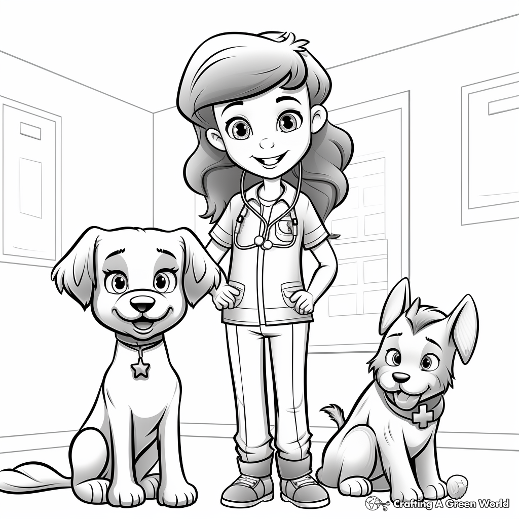 Kid-Friendly Vet Tech and Pets Coloring Pages 4
