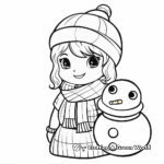 Kid-Friendly Winter Princess and Snowman Coloring Pages 2