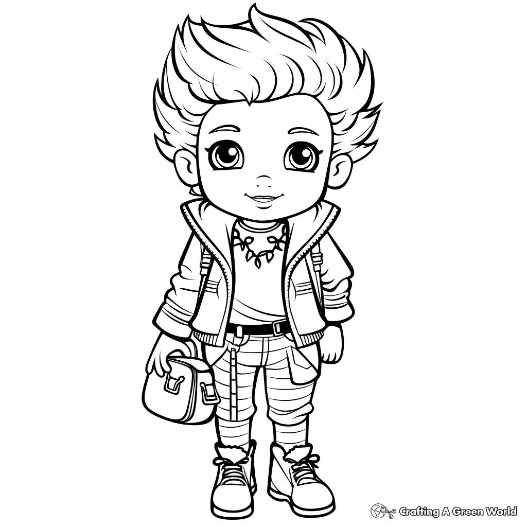 Kids-Friendly Animated Fashion Character Coloring Pages 4