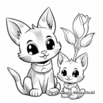 Kids-Friendly Cartoon Kittens and Tulip Coloring Pages 3