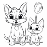 Kids-Friendly Cartoon Kittens and Tulip Coloring Pages 4