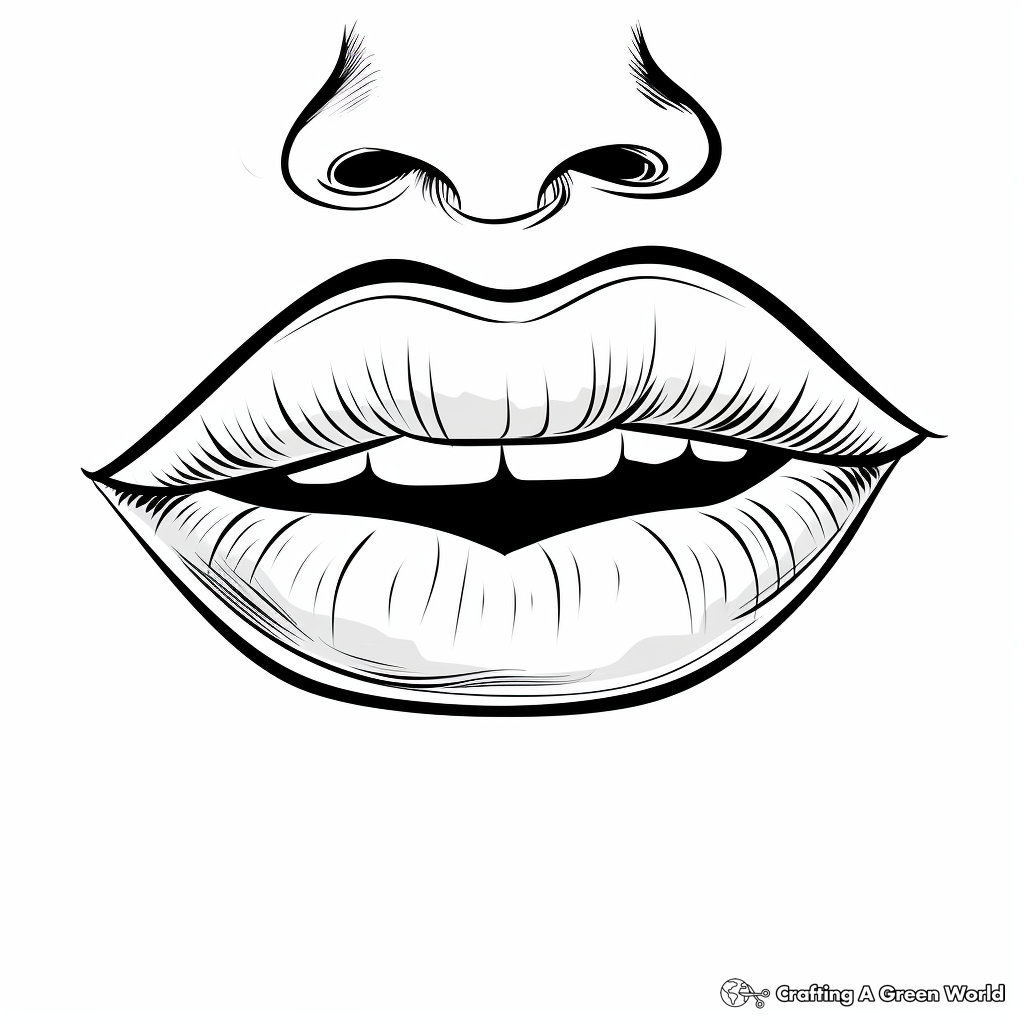 Lips Coloring Mouth Drawing Outline Pages Easy Drawings Clipart Line 