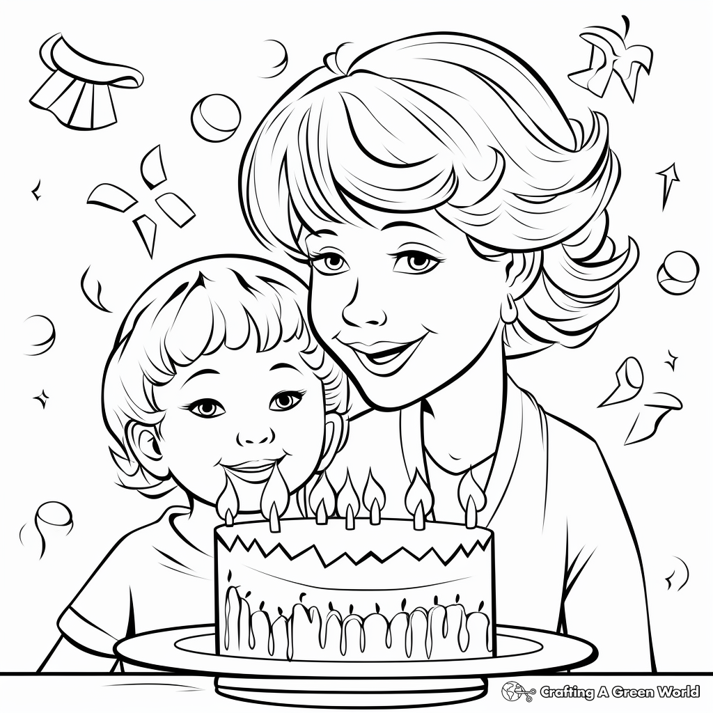Kids' Style Happy Birthday Mom Coloring Pages 4