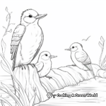 Kingfisher Family Coloring Pages: Male, Female, and Chicks 3