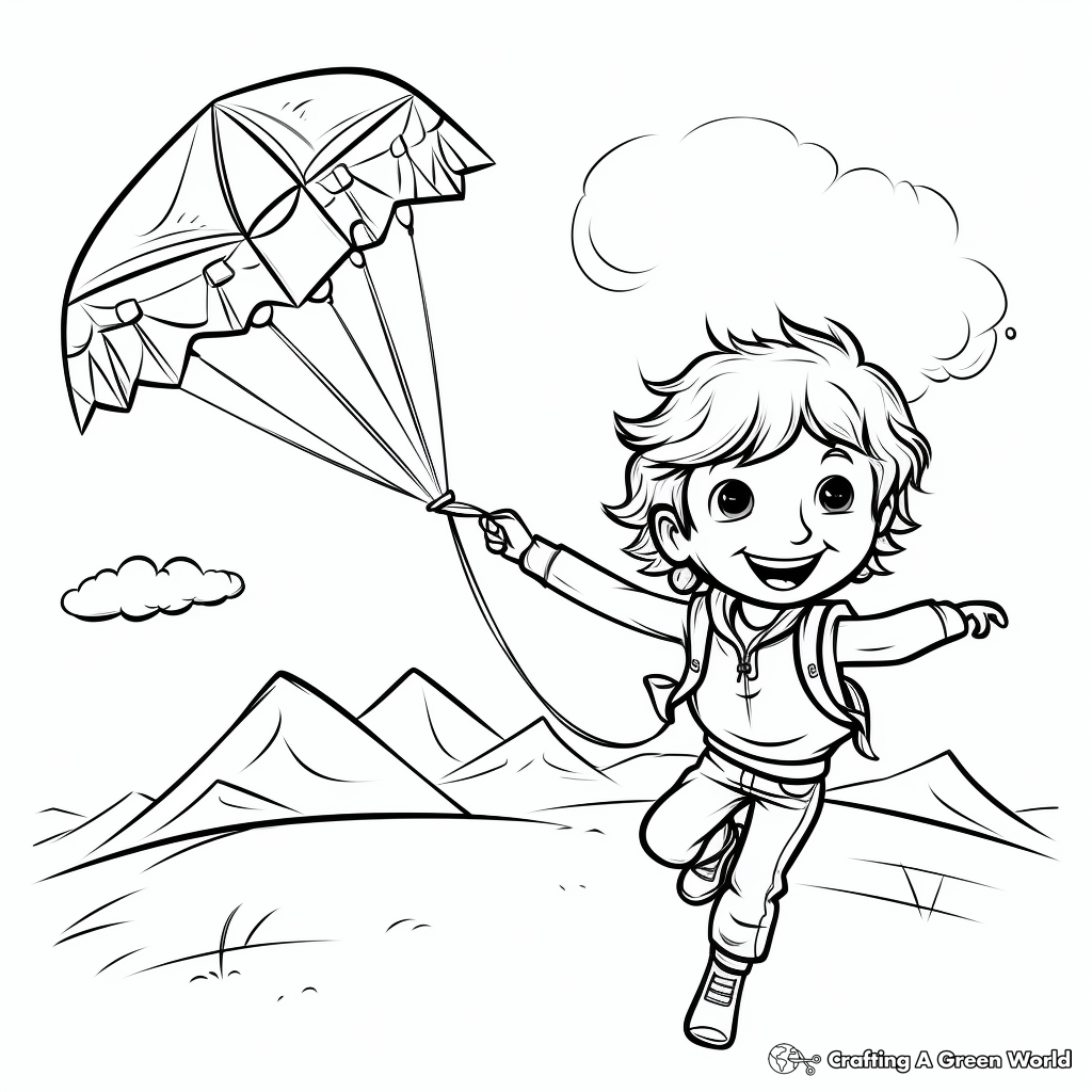 Kite Flying National Kite Month April Coloring Pages 2