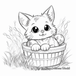 Kitten in a Basket: Sweet-Scene Coloring Pages 1