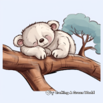 Koala Bear Sleeping in Tree Coloring Pages 1