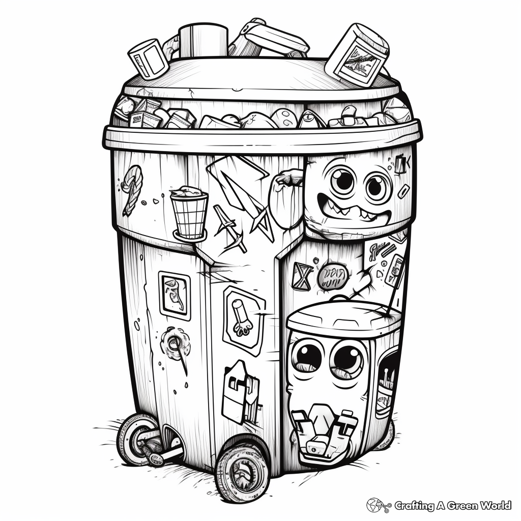 Large Industrial Trash Bin Coloring Pages 1