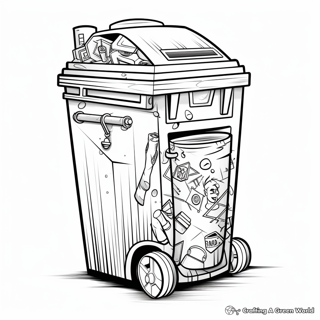 Large Industrial Trash Bin Coloring Pages 4