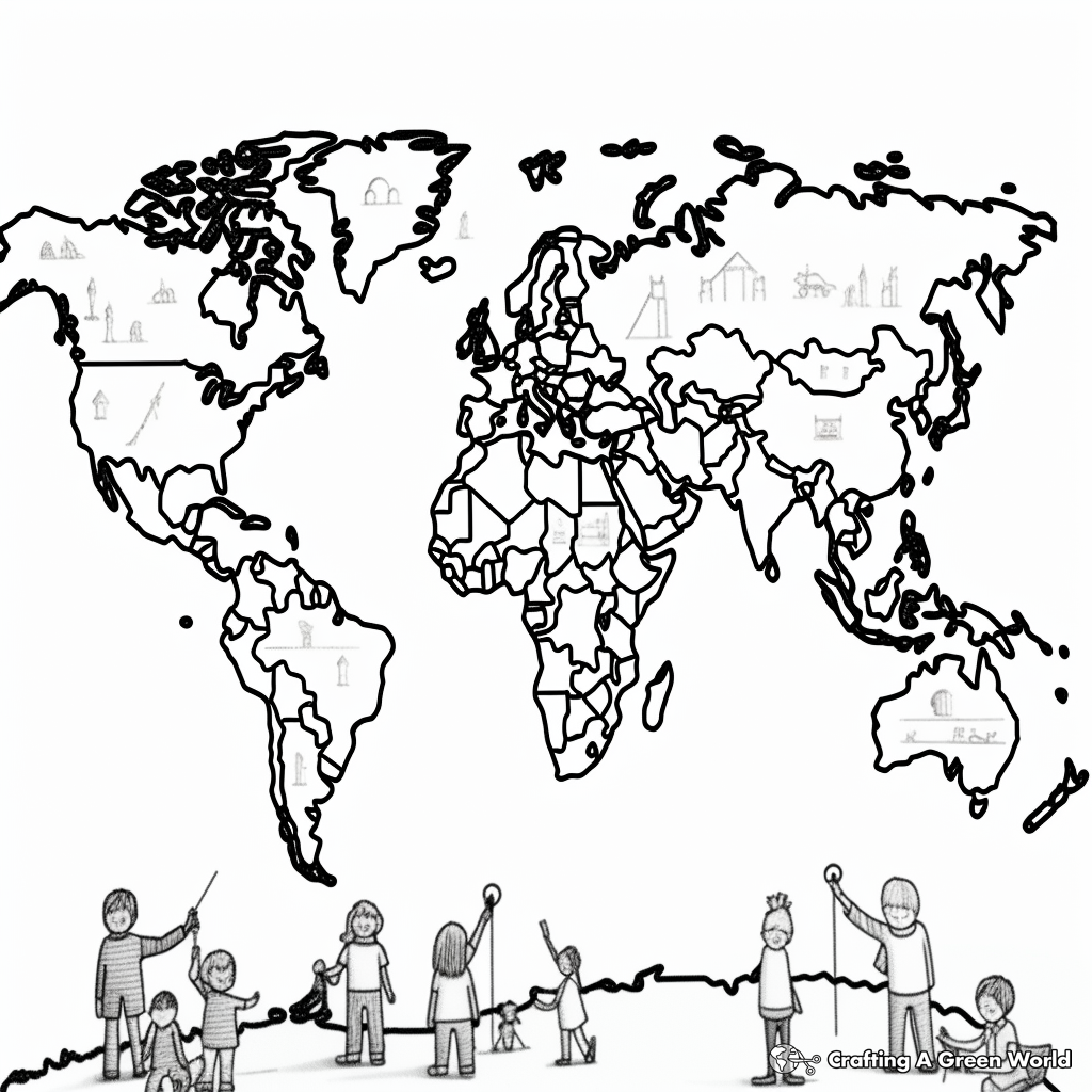 Large Scale Detailed World Map Coloring Pages 2