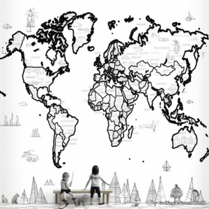 Large Scale Detailed World Map Coloring Pages 3