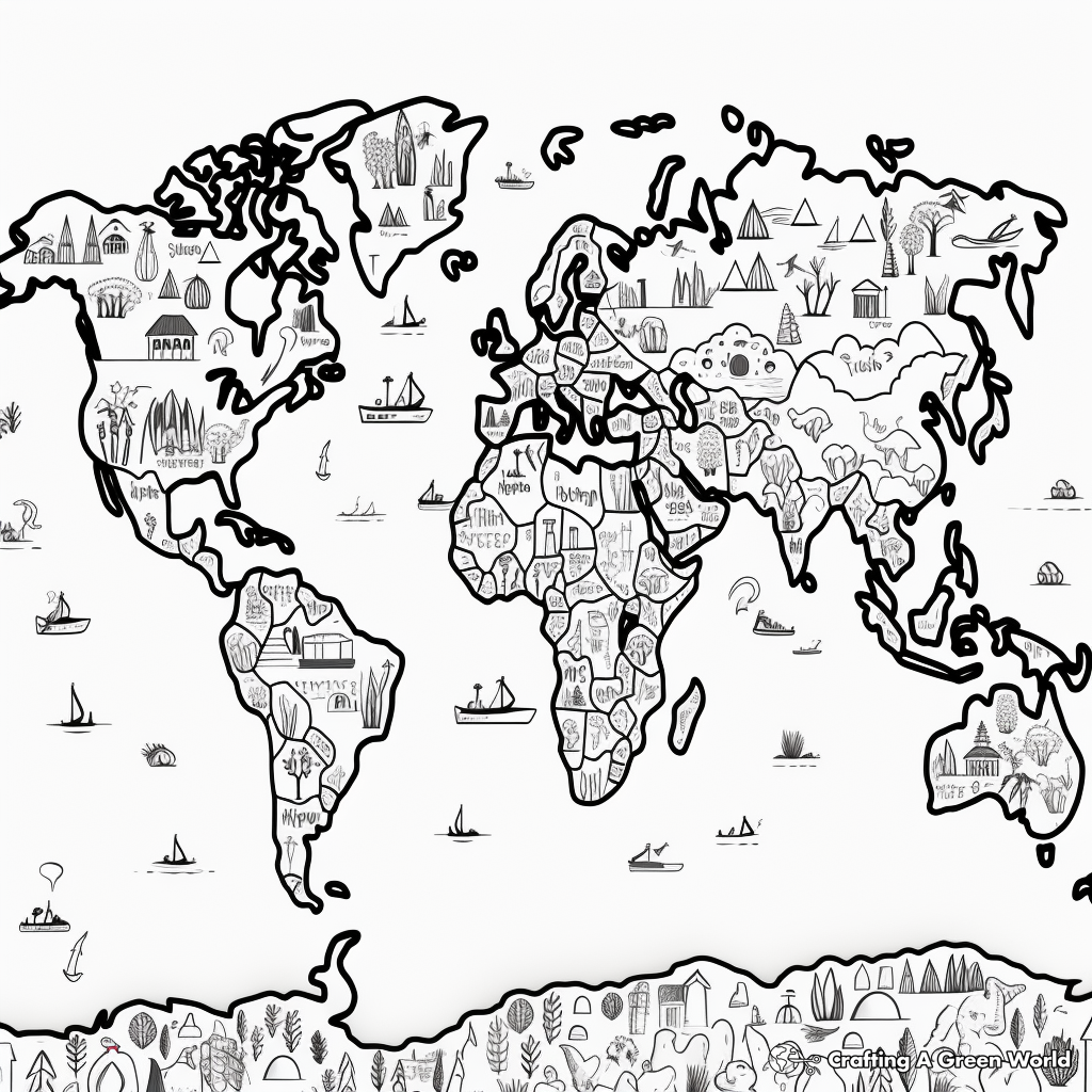 Large Scale Detailed World Map Coloring Pages 4