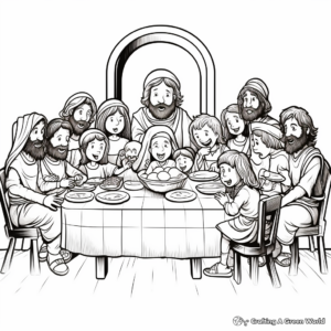 Last Supper: Passover Meal Styled Coloring Pages 2