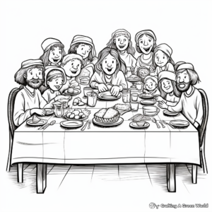 Last Supper: Passover Meal Styled Coloring Pages 3